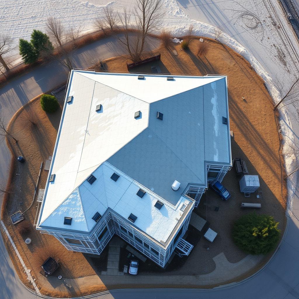 Aerial view of spray foam insulation project